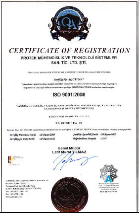 PROTEK MUHENDISLIK ISO9001 BELGESI